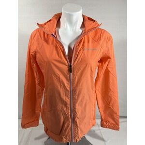 Columbia Jacket Womens Small Orange Lightweight Zip Windbreaker Outdoor